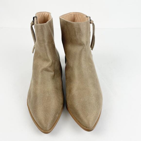 Journee Womens Ankle Boots Size 10 Tan Faux Leather Pointed Toe Zip NWOT - Picture 3 of 11